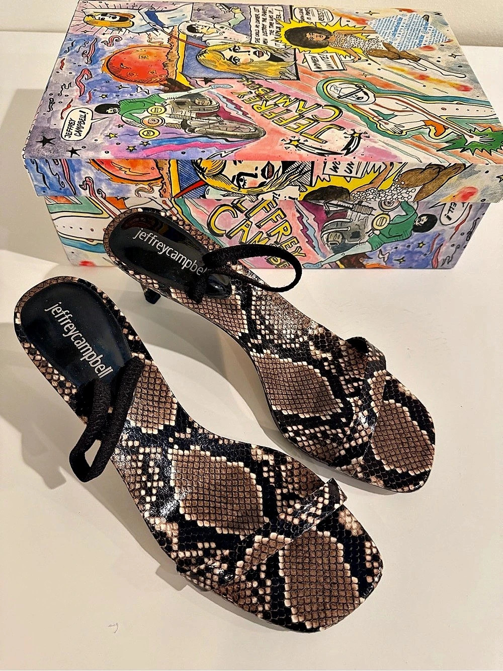 Jeffrey Campbell Rita Snake Print Heels US 6 Like New